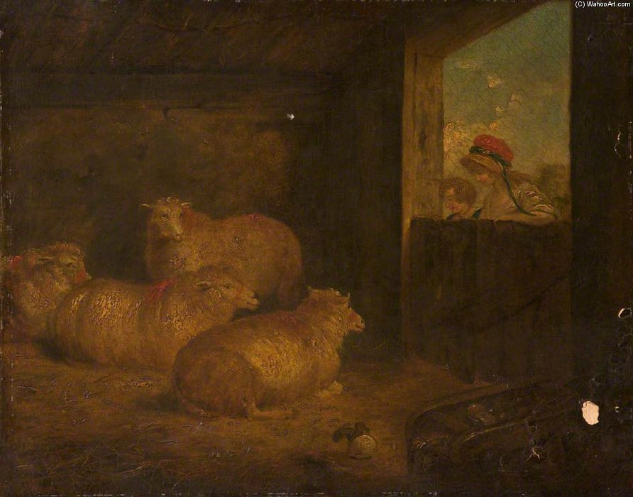 Interior With Sheep — Джордж Морленд