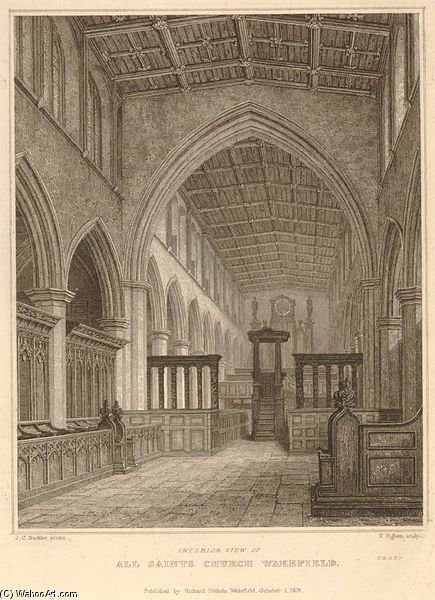 Interior View Of All Saints Church, Wakefield — John Buckler