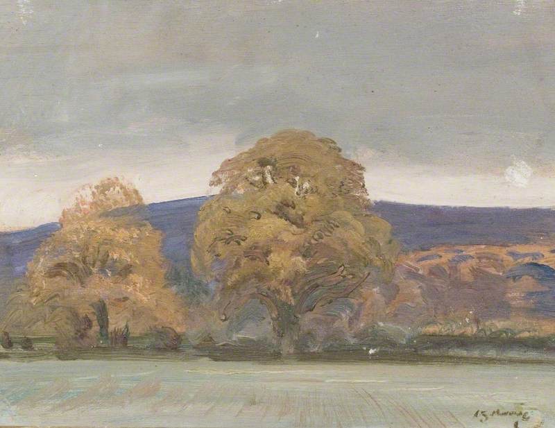 Eine Landschaft Mit Bäumen Am Rande Eines Feldes (recto) — Sir Alfred James Munnings
