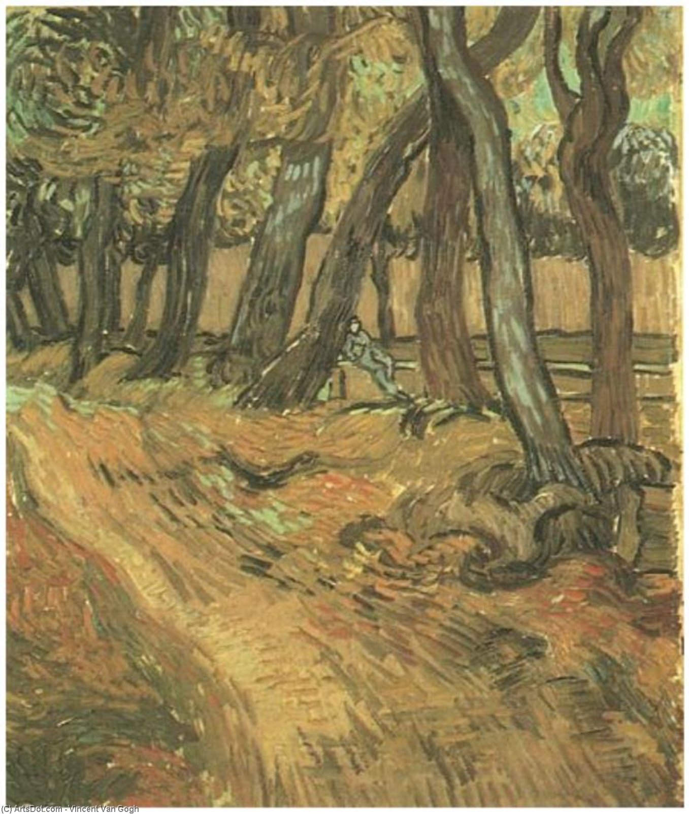 Garten Des St. Pauls Hospitals Mit Figur, Der — Vincent Willem Van Gogh