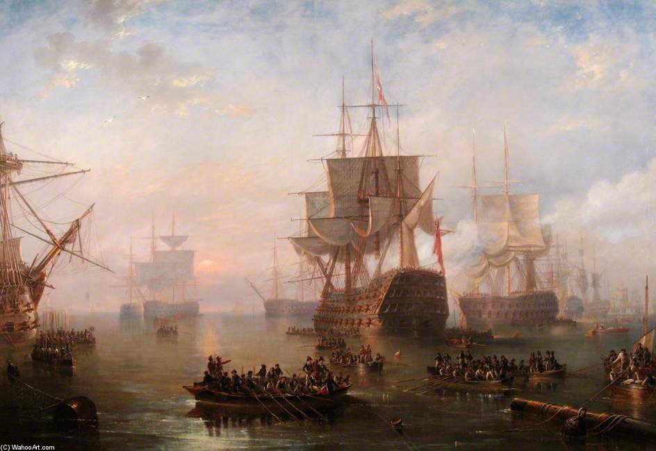 Hms 'victory' Anchored Off The Isle Of Wight — John Wilson Carmichael