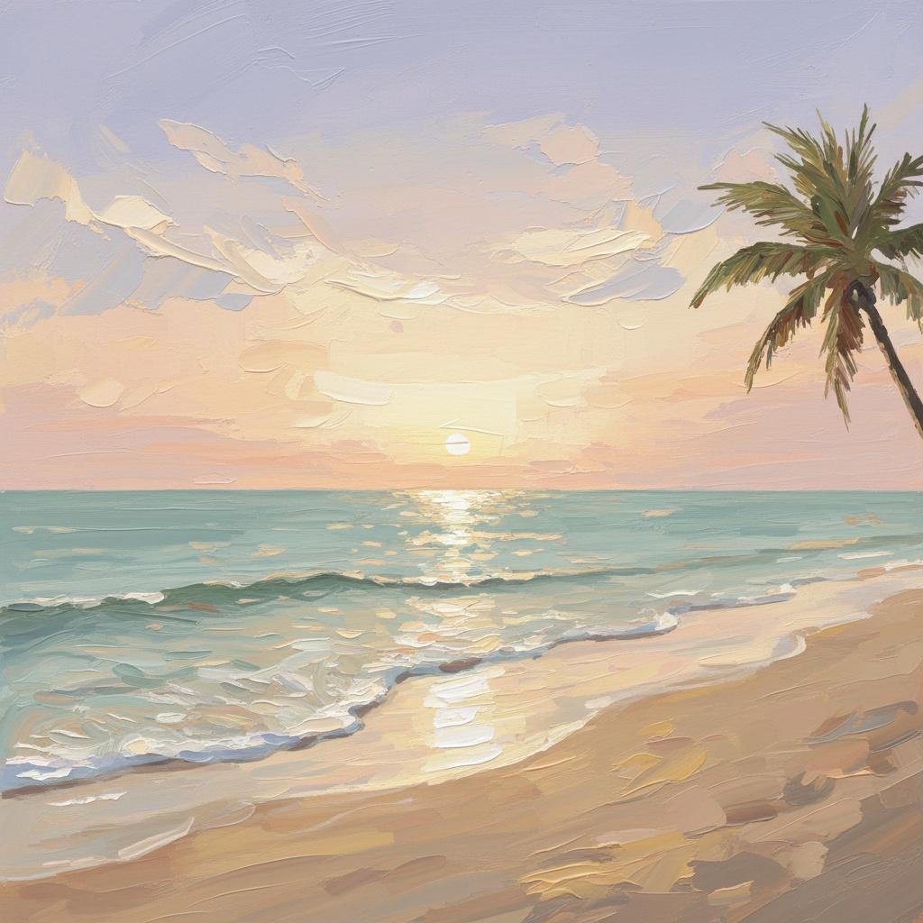 Serene Lavender Dusk: A Unique Impasto Study Of Coastal Solitude And Light — Laurent Roche