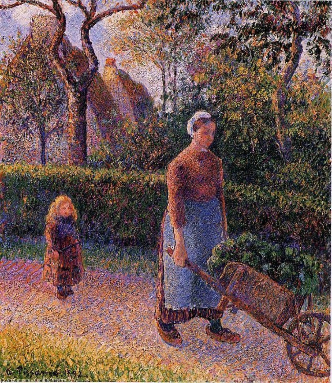 Mujer Con Un Carrito De Mano — Camille Pissarro