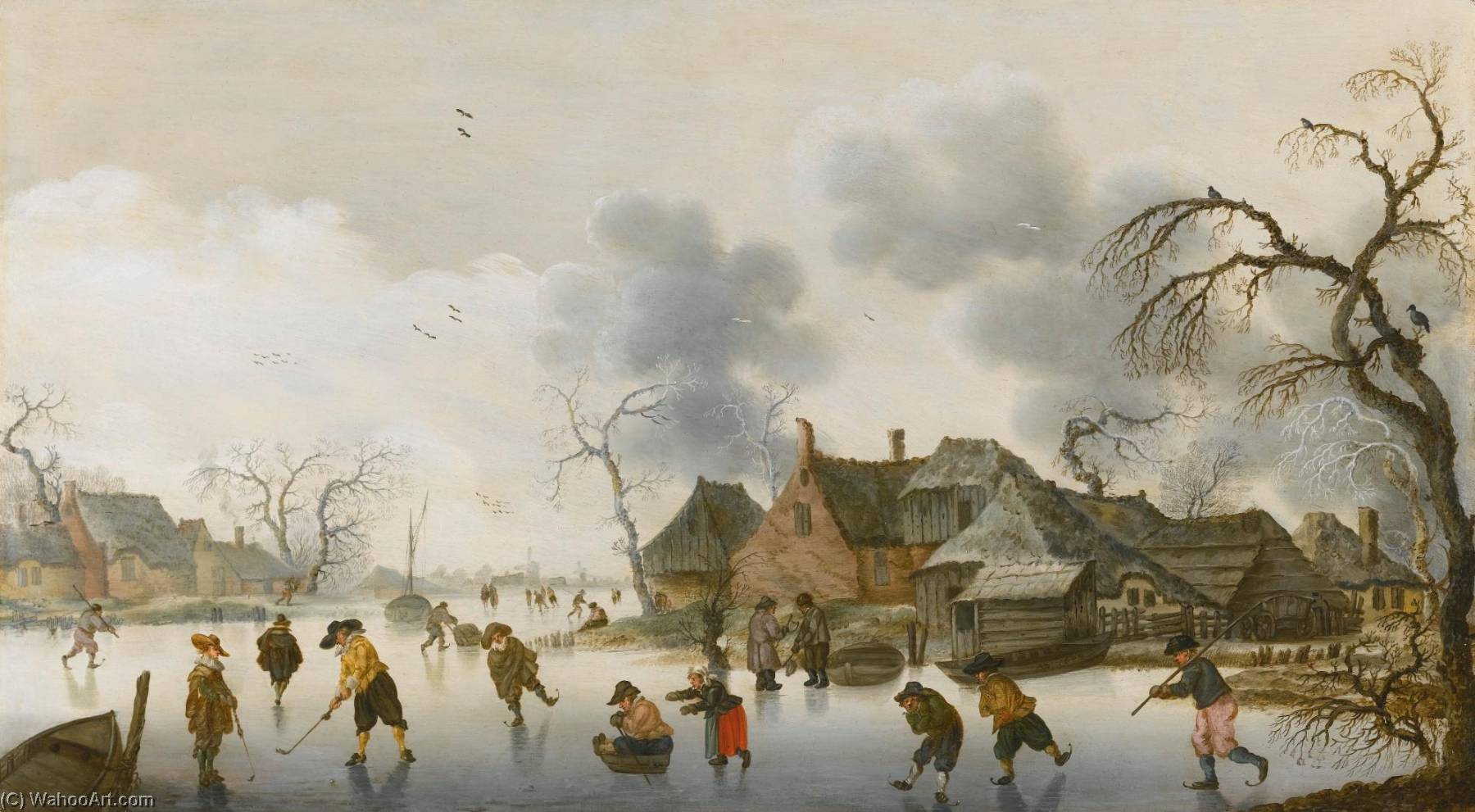 Winter Scene With Skaters And Kolfers On The Ice — Anthonie Verstraelen