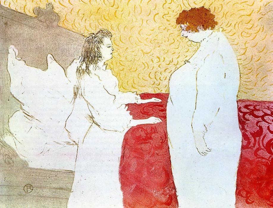 Elles. Woman In Bed, Profile, Getting Up — Henri De Toulouse-lautrec