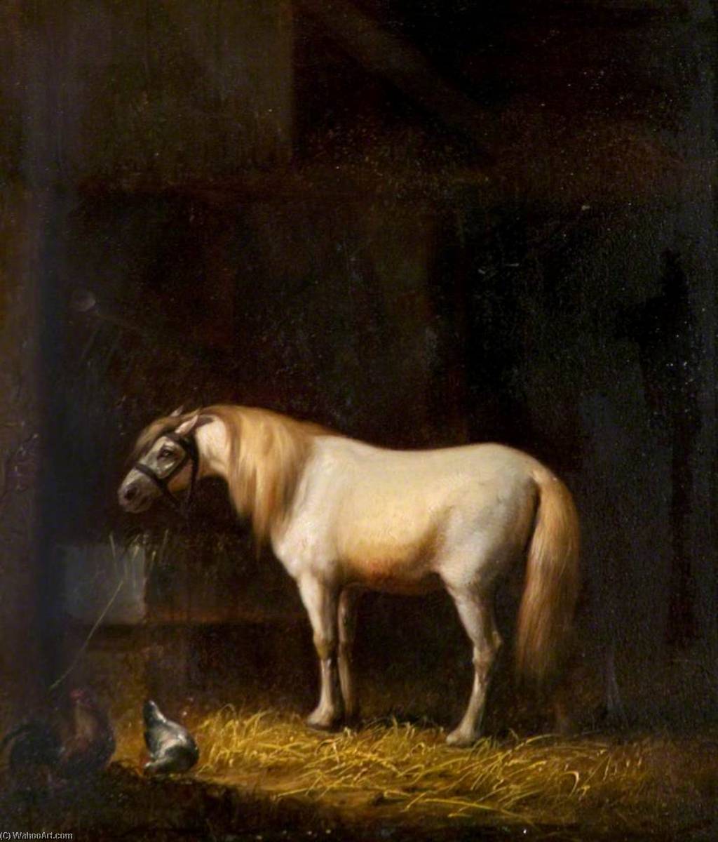 A Horse Feeding In A Stable — Eugène Joseph Verboeckhoven