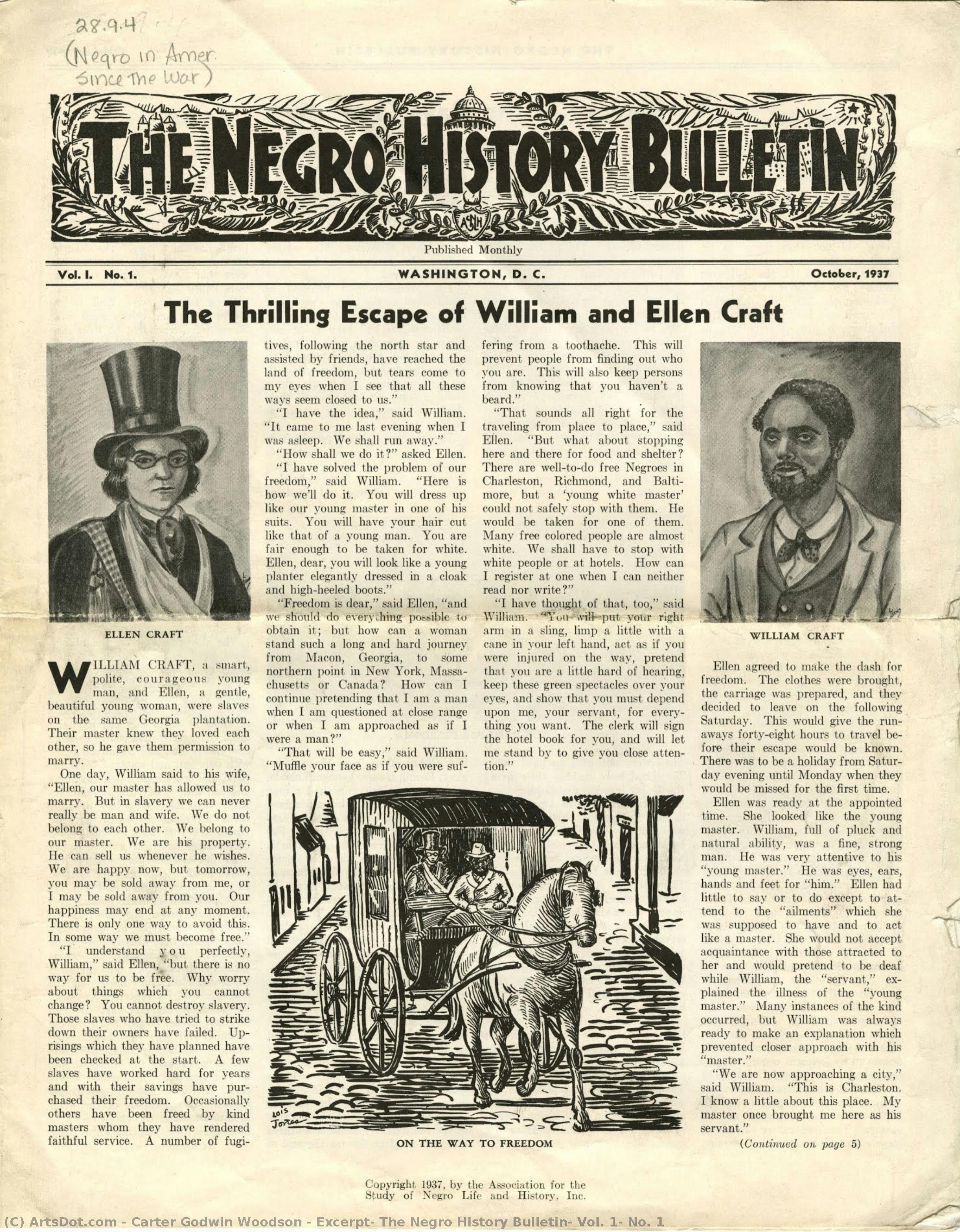 Excerpt, The Negro History Bulletin, Vol. 1, No. 1 — Carter Godwin Woodson