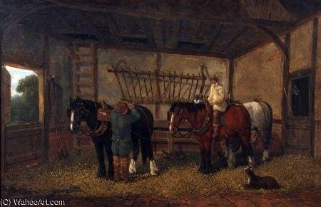 Workhorses And Figures In A Stable — William Meadows