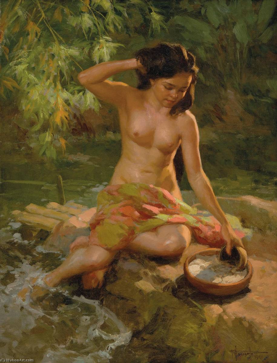 Bathing By The River — Fernando Cueto Amorsolo