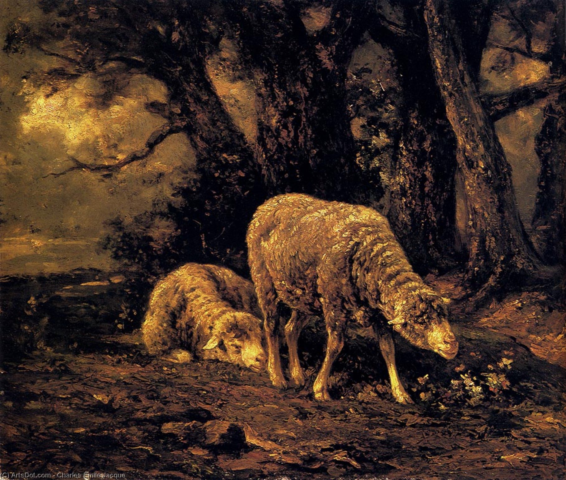 Sheep In A Forest — Шарль-эмиль Жак