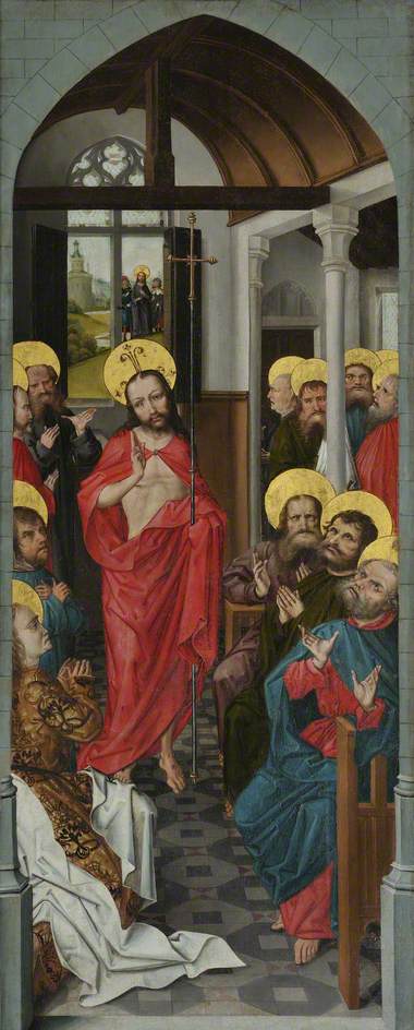 Christ Appearing To The Apostles, With The Pilgrims At Emmaus — Master Of The View Of Saint Gudule