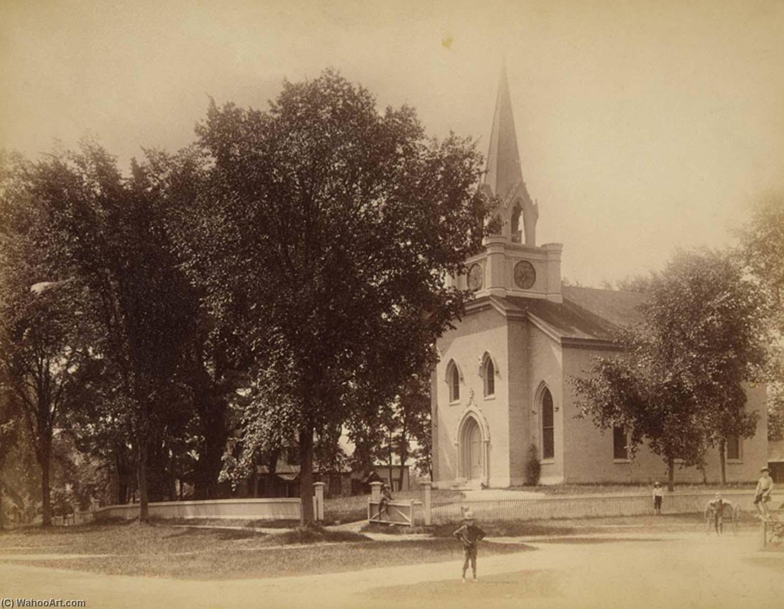 Main Street And Unitarian Church, From The Album Views Of Charlestown, New Hampshire — Gotthelf Pach