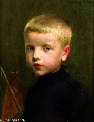 Portrait Of A Boy With A Model Sailing Boat — Marianne Preindelsberger Stokes