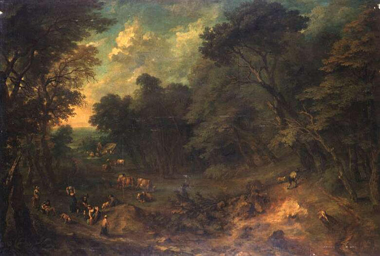Lisiere De Foret Avec Paysans Et Troupeaux — Cornelis Huysmans Dit Huysmans De Malines