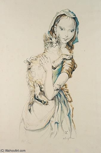 Jeune Fille Au Chat — Léonard Tsuguharu Foujita