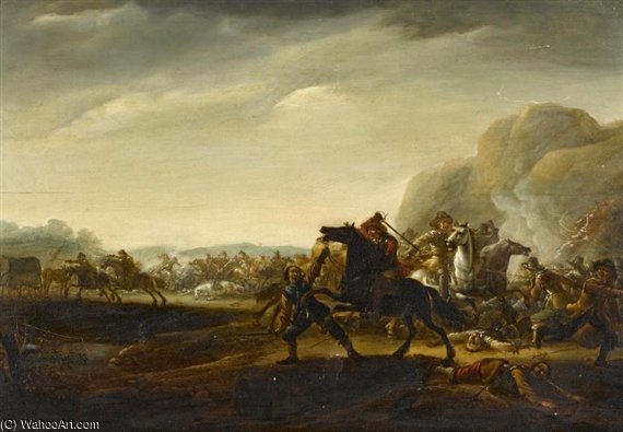 A Military Skirmish — Abraham Van Der Hoef