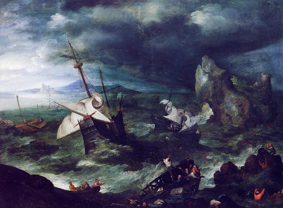 The Storm At Sea With Shipwreck — Jan Brueghel The Elder