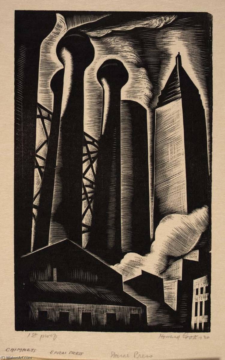 Chimneys (illustration For Spiral Press And The Checkerboard) — Howard Cook