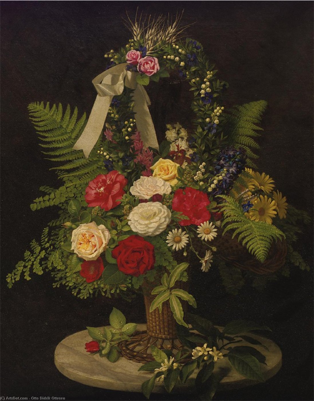 Still Life Of Flowers In Basket — オット・ディドリク・オッテセン