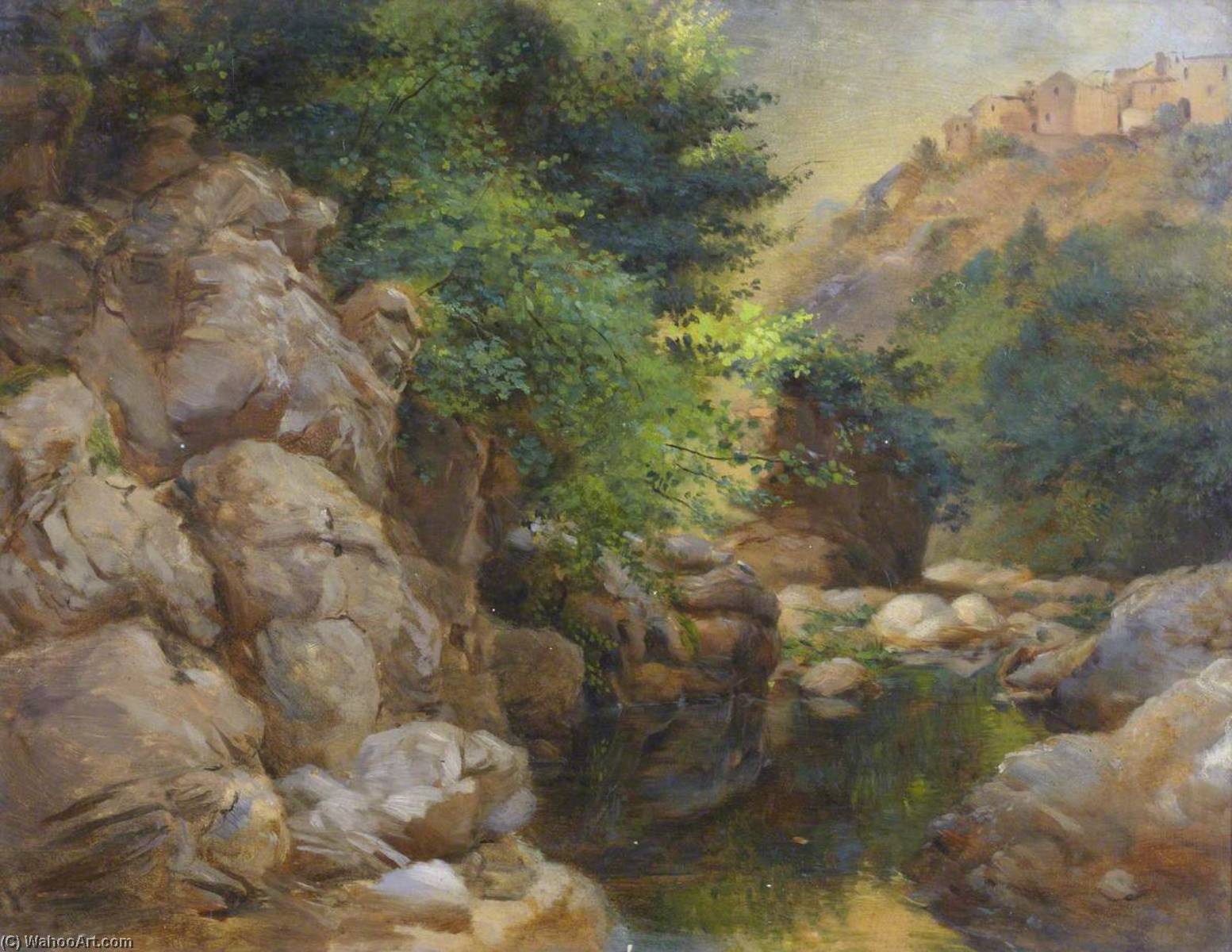 Rocky Landscape With Stream And Village — Томас Стюарт Смит