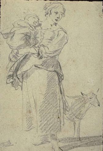 Peasant Carrying His Child In Her Arms — Nicolaes Pietersz Berchem