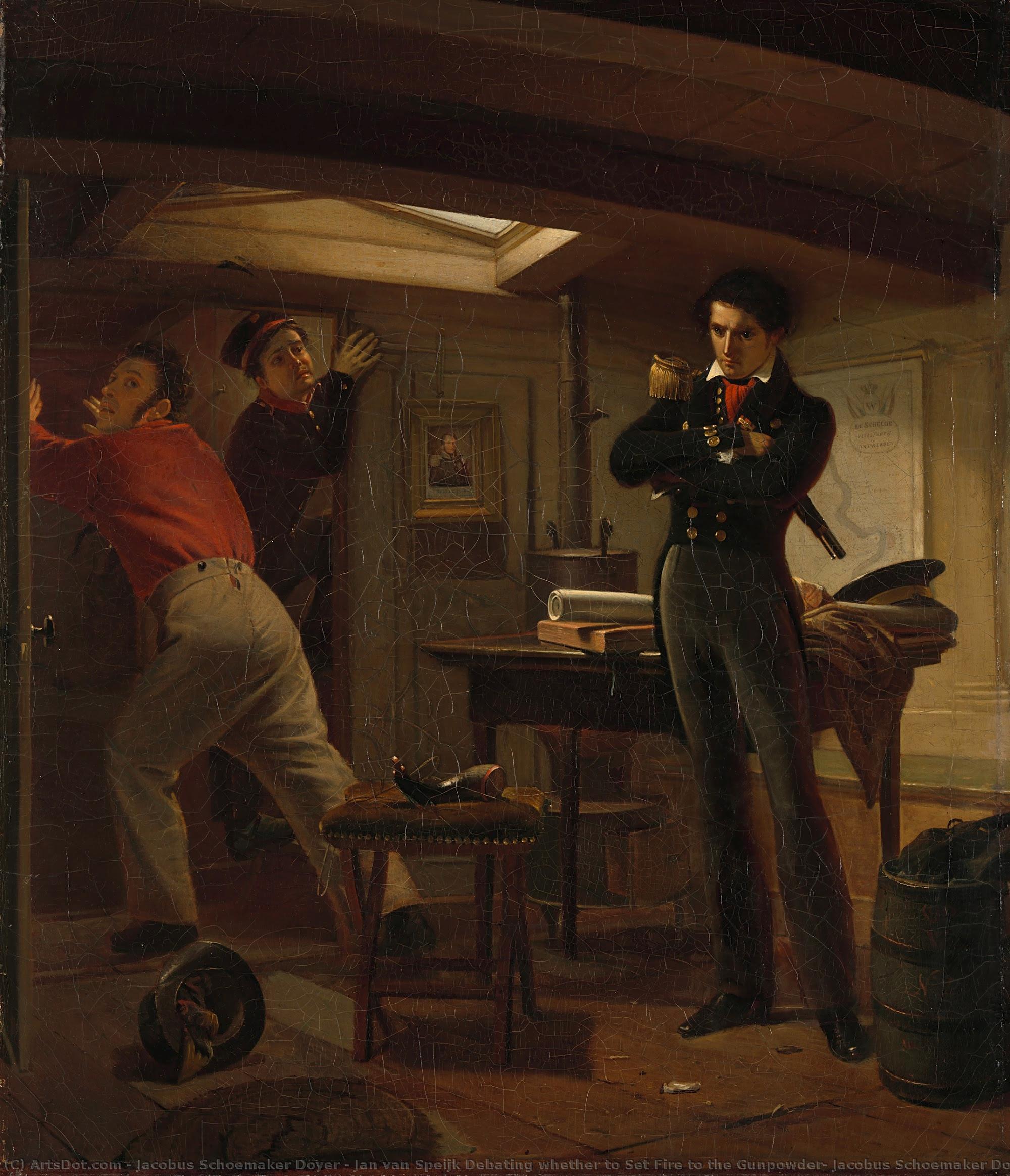 Jan Van Speijk Debating Whether To Set Fire To The Gunpowder, Jacobus Schoemaker Doyer, 1834 — Jacobus Schoemaker Doyer