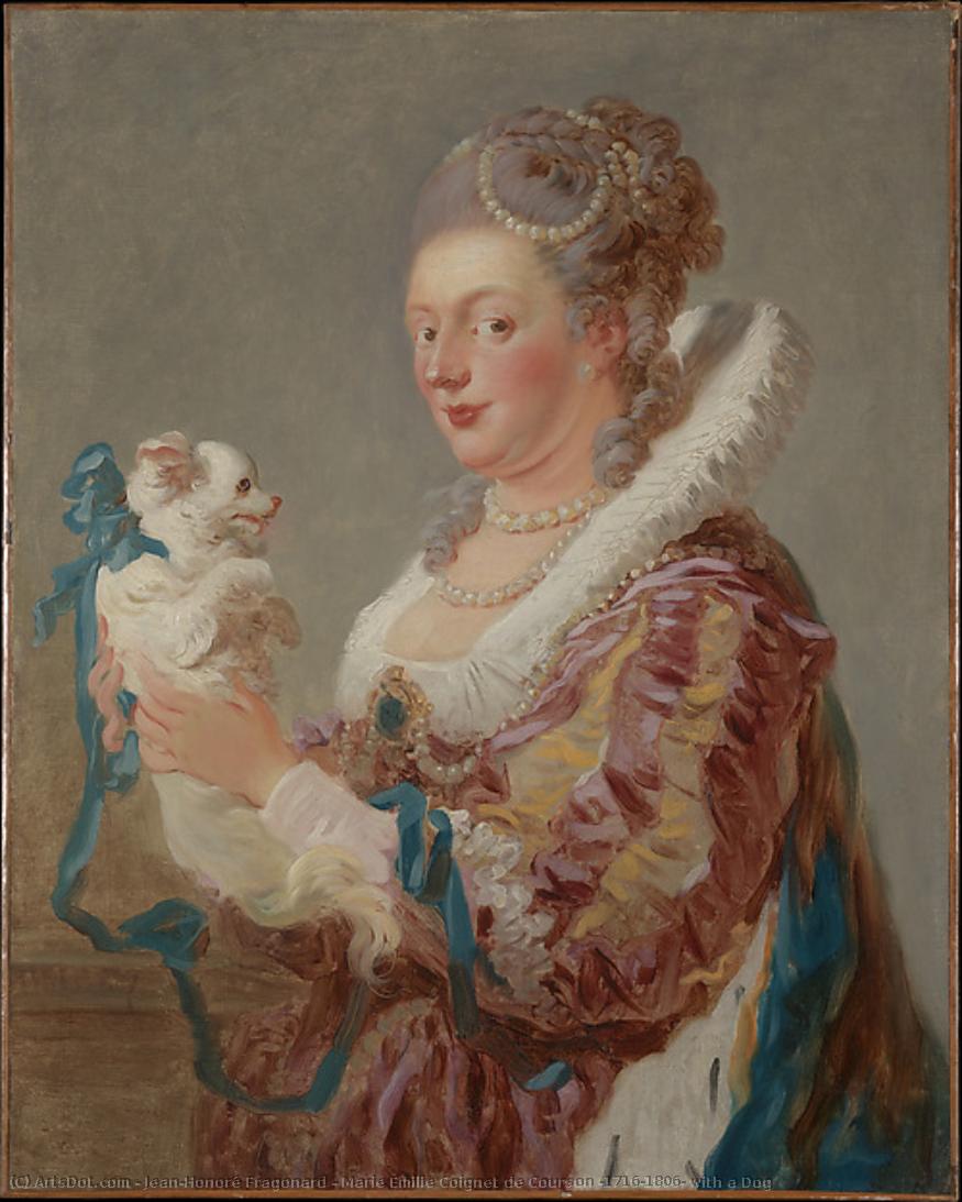 Marie Emilie Coignet De Courson (1716–1806) Mit Einem Hund — Jean-honoré Fragonard