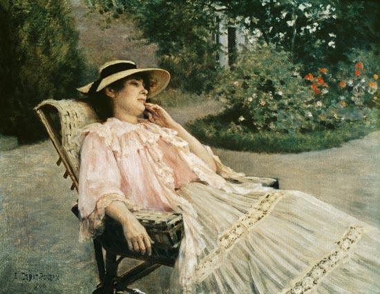 Mrs Debat-ponsan On The Terrace At Nazelles — Édouard Debat-ponsan
