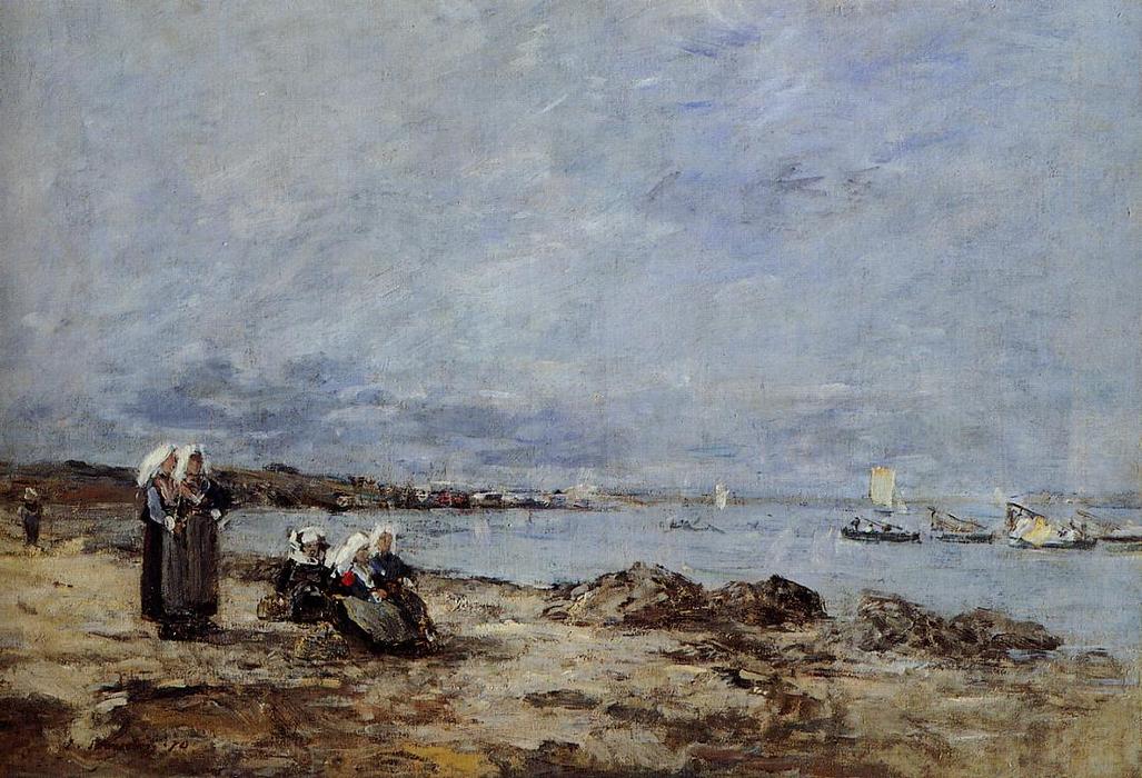 Plougastel, Women Waiting For The Ferry — Eugène Louis Boudin