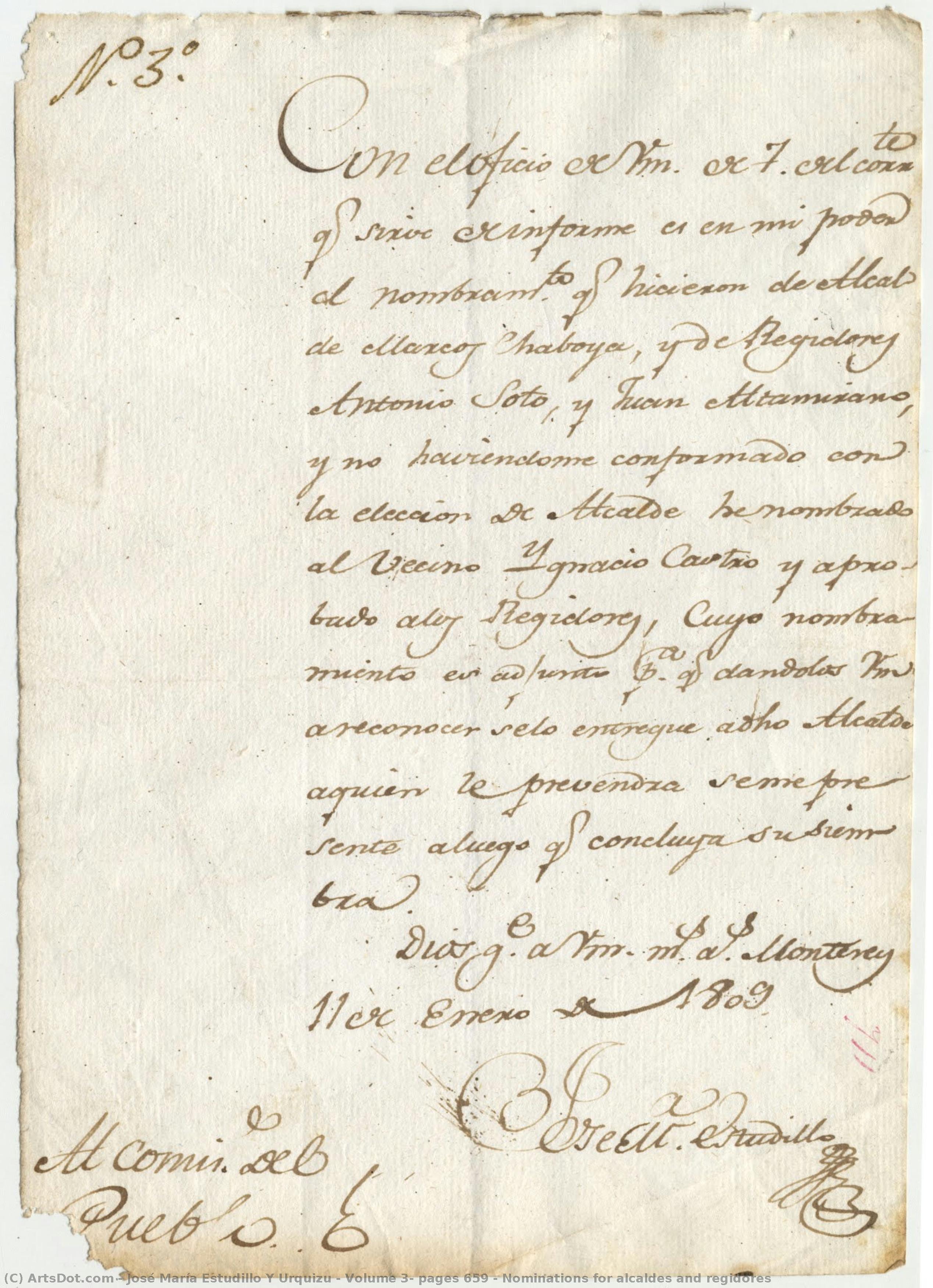 Volume 3, Pages 659 / Nominations For Alcaldes And Regidores — José María Estudillo Y Urquizu