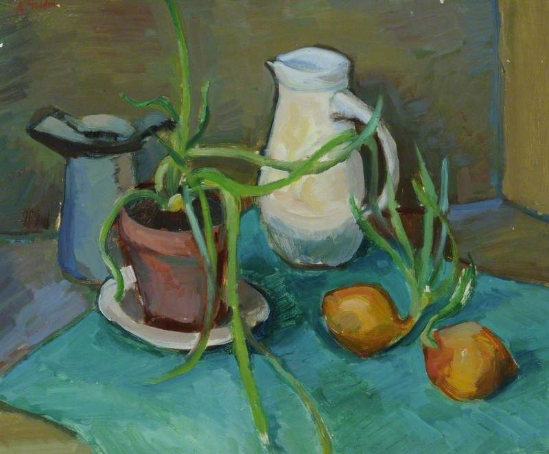Still Life, White Jug And Onions — Arthur Goodwin