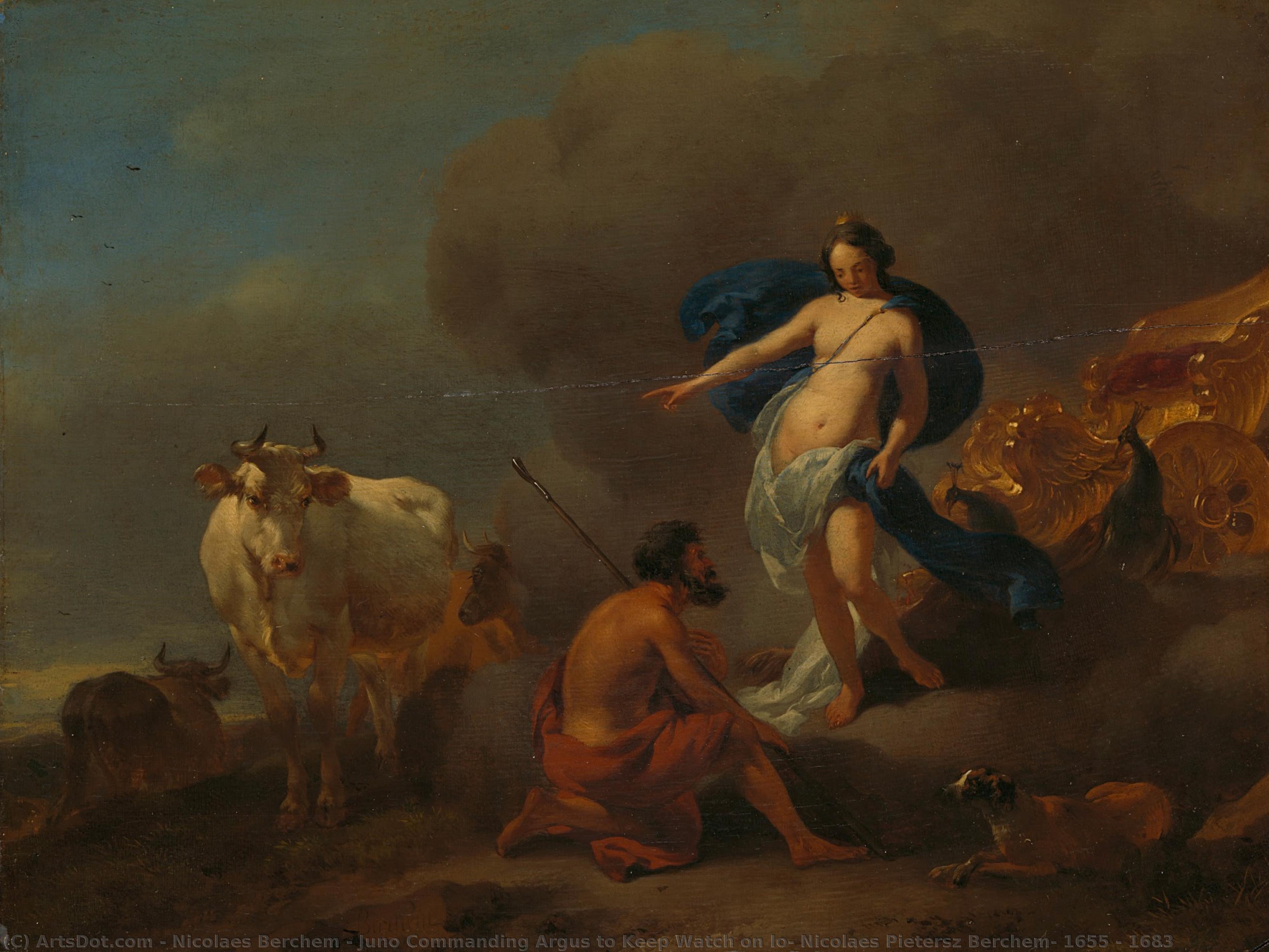 Juno Commanding Argus To Keep Watch On Io, Nicolaes Pietersz Berchem, 1655 - 1683 — Nicolaes Berchem
