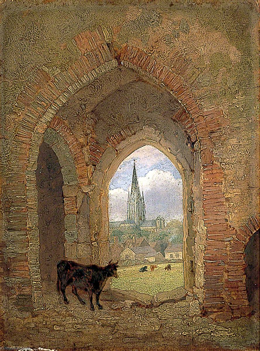 View Through The Archway Of The Cow Tower, Norwich, Showing The Dean Meadow — Henry Ninham