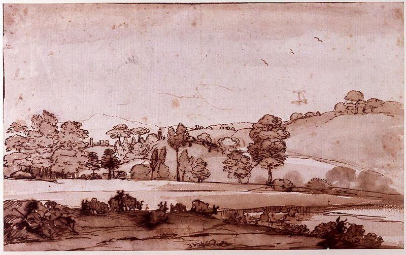 Herdsman And Shepherdess By A Stream Near La Crescenza — Claude Lorrain (claude Gellée)