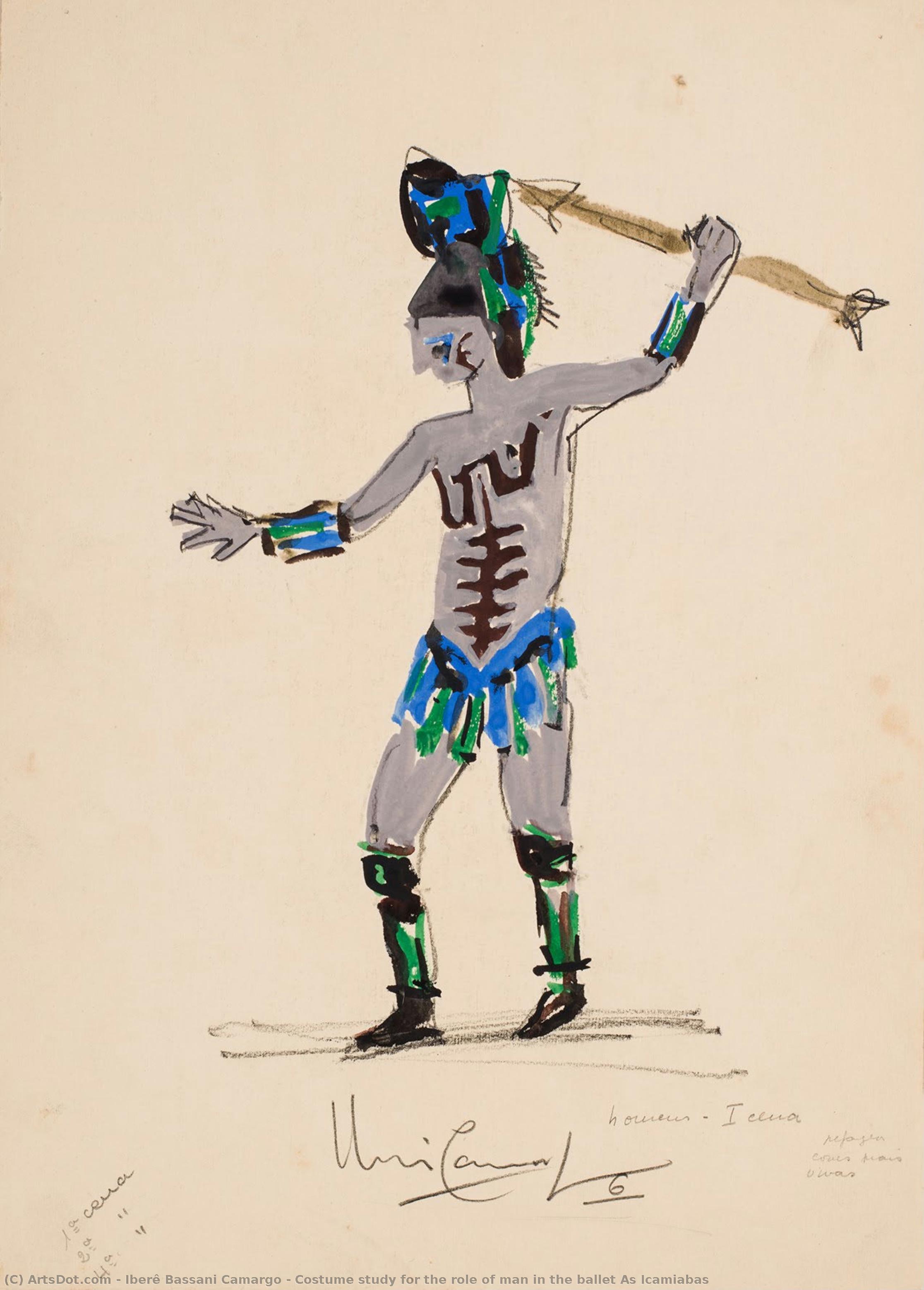 Costume Study For The Role Of Man In The Ballet As Icamiabas — Iberê Bassani Camargo