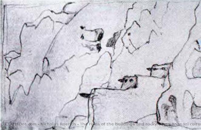 The Ruins Of The Buildings And Rocky Caves Anasazi Culture. Canyon Tyuoni. — Nicholas Roerich
