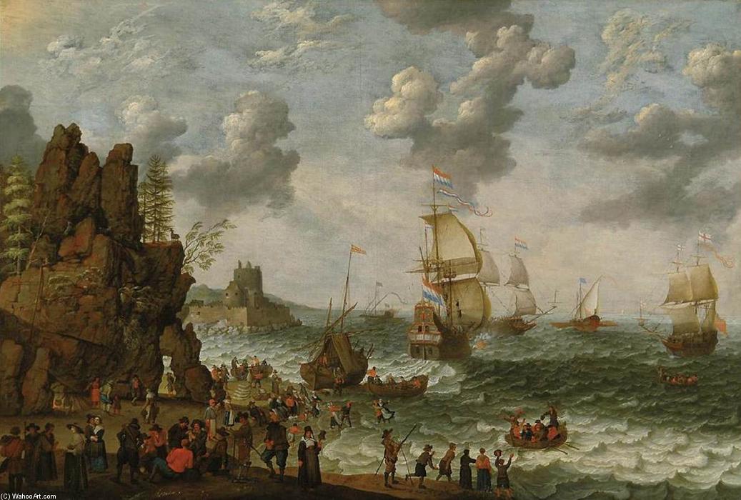 Ships Off Rocky Coast — Abraham Willaerts