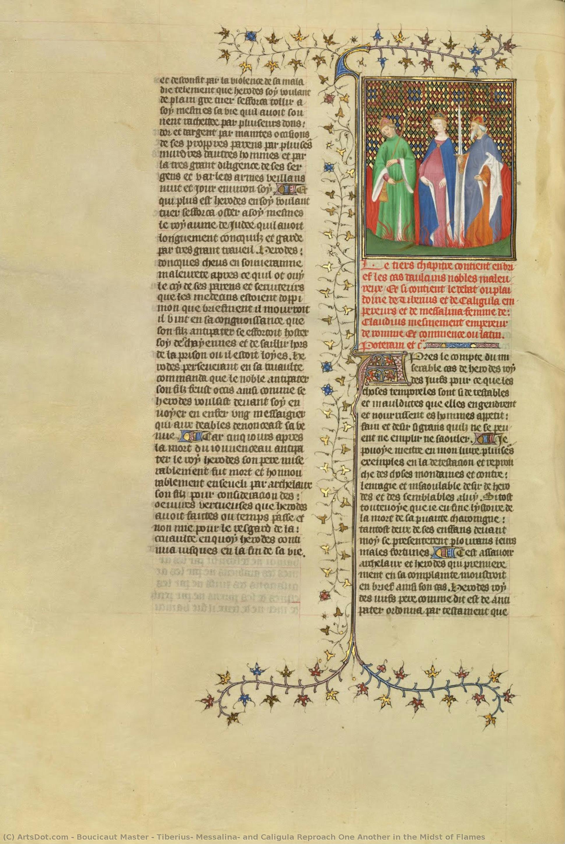 Tiberius, Messalina, And Caligula Reproach One Another In The Midst Of Flames — Boucicaut Master