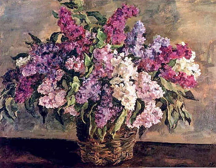 Still Life. Lilacs In A Basket ('heroic'). — Pyotr Konchalovsky