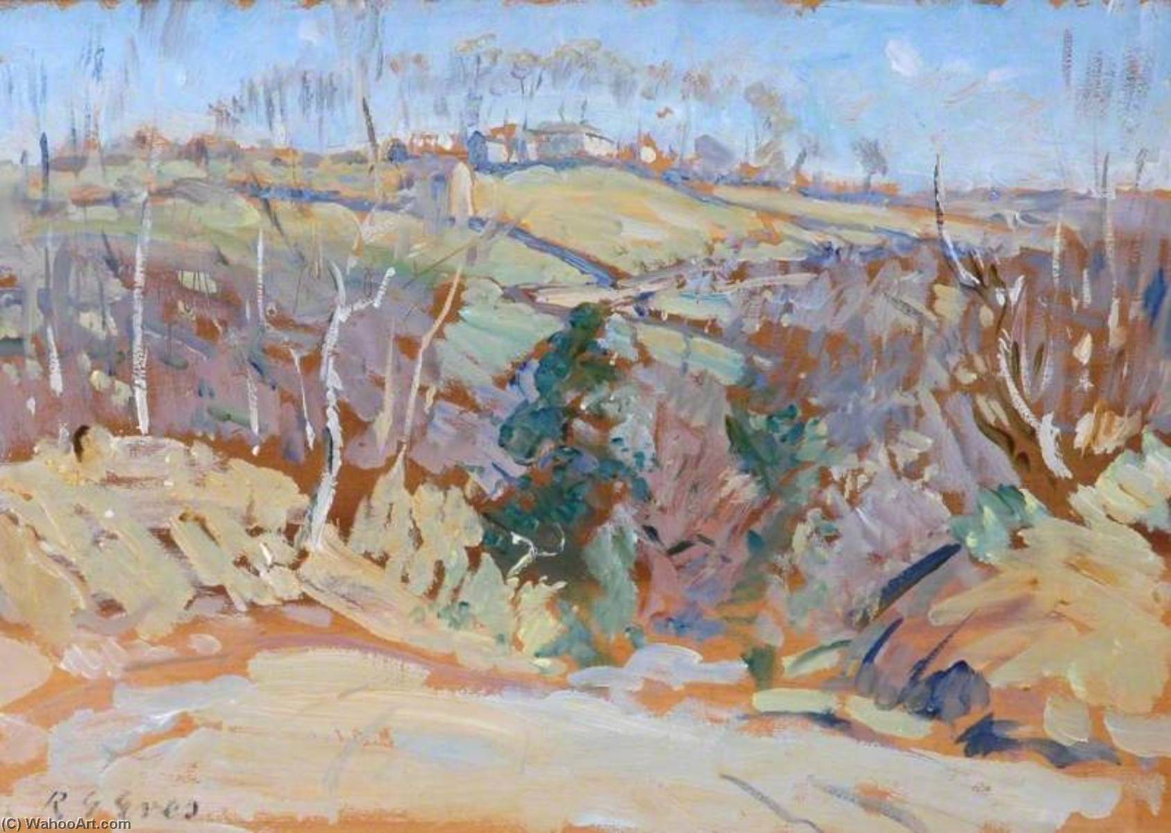 Birch Trees With Houses — Reginald Grenville Eves