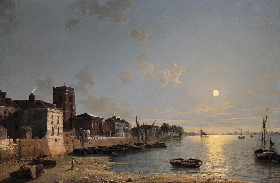 Cheyne Walk In Chelsea, London, By Moonlight — Henry Pether