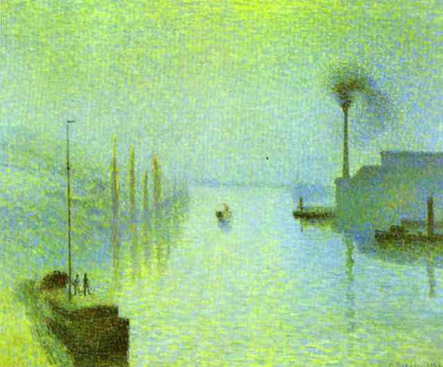 Lacroix Island, Rouen, In Fog — Camille Pissarro