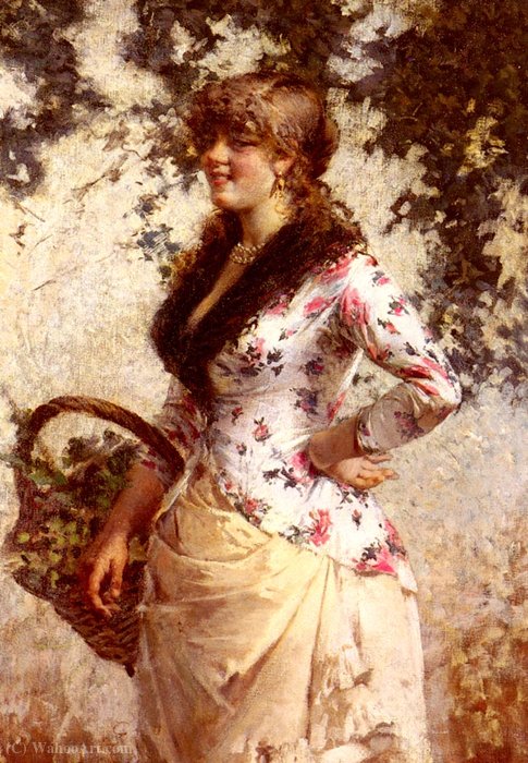A Young Woman In A Vineyard — Egisto Lancerotto