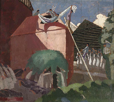 The Paralytic Being Let Into The Top Of The House On His Bed — Sir Stanley Spencer