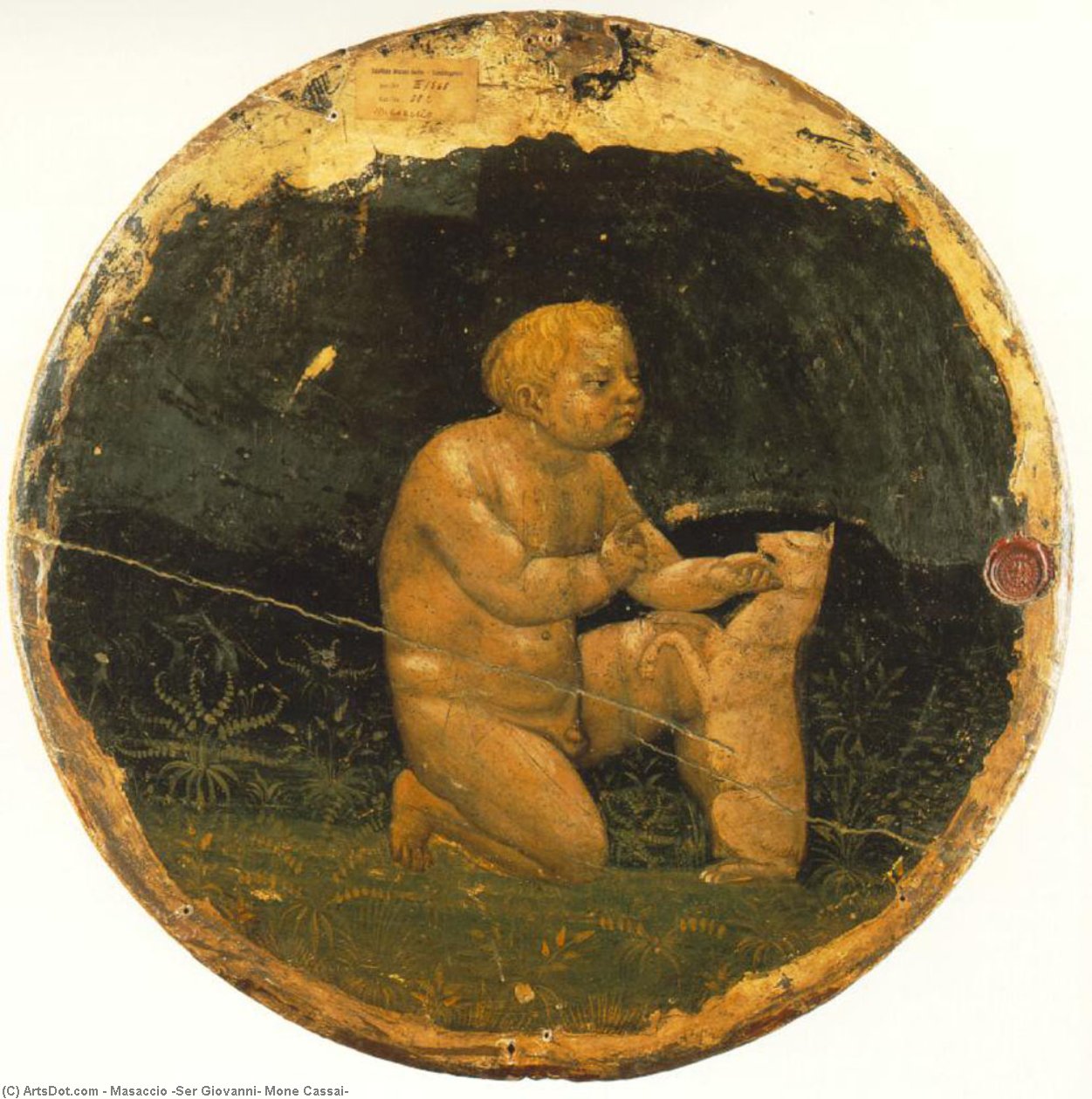 Putto And A Small Dog (back Side Of The Berlin Tondo) — Masaccio