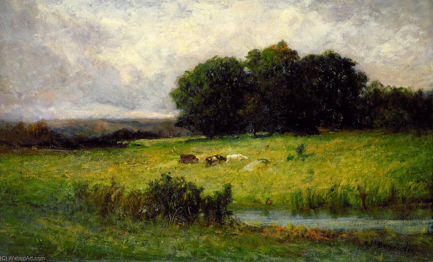Bright Scene Of Cattle Near Stream — Edward Mitchell Bannister
