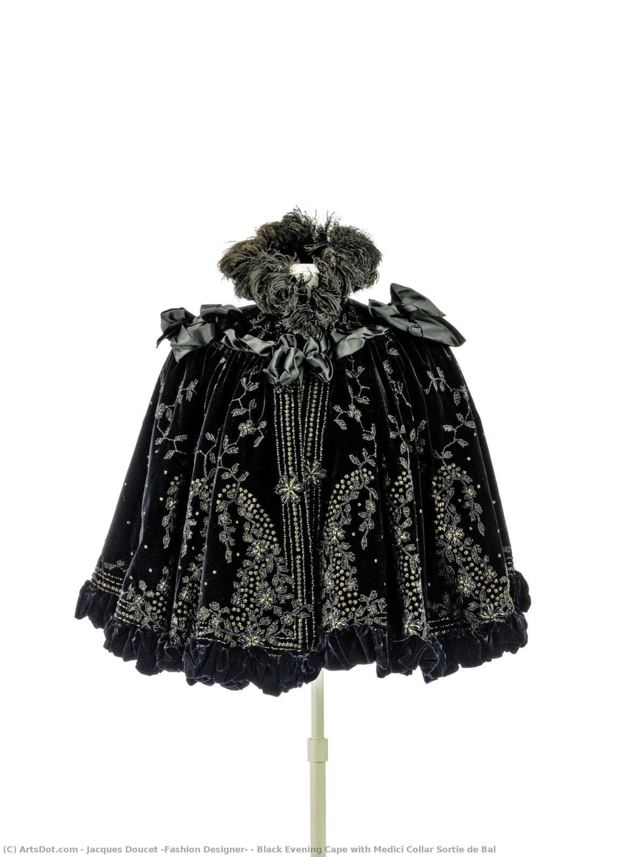 Black Evening Cape With Medici Collar Sortie De Bal — Jacques Doucet (fashion Designer)