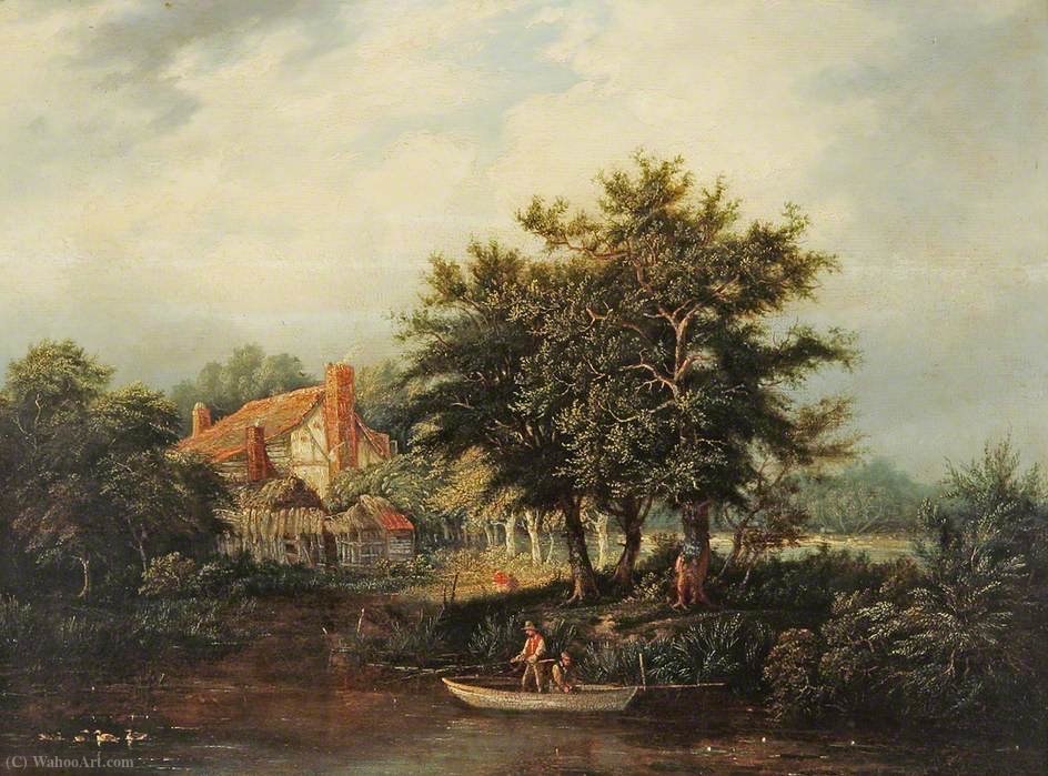 River Bank With Cottage — Edward Williams