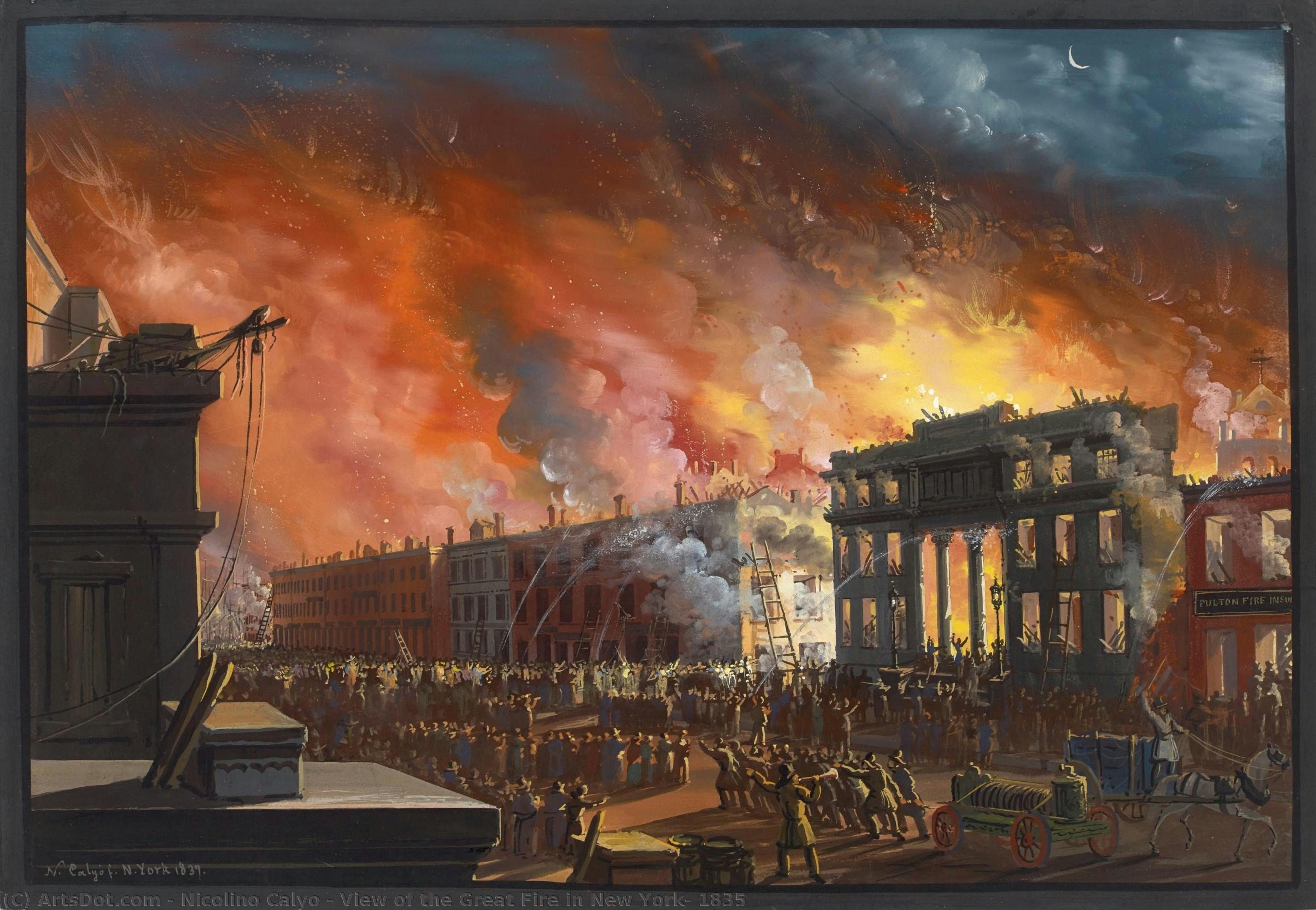View Of The Great Fire In New York, 1835 — Nicolino Calyo
