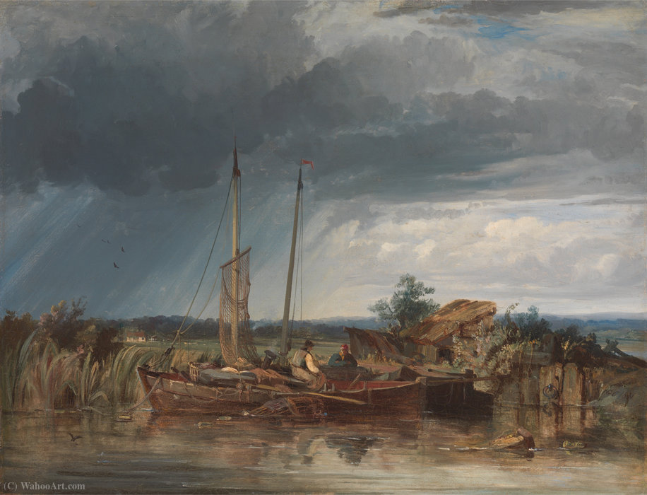 Two Fishing Boats On The Banks Of Inland Waters — George The Elder Chambers